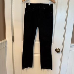 MOTHER Jeans Black denim The Insider Crop Step Fray hem Size 28 Cropped Stretch
